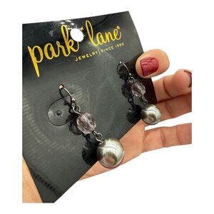 NWT- Park Lane Silver Faux Pearls and Purple Beaded Earrings